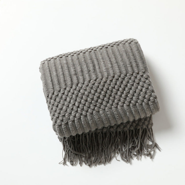 Sofa Bed Blanket Cashmere-like Warm Tassel Scarf