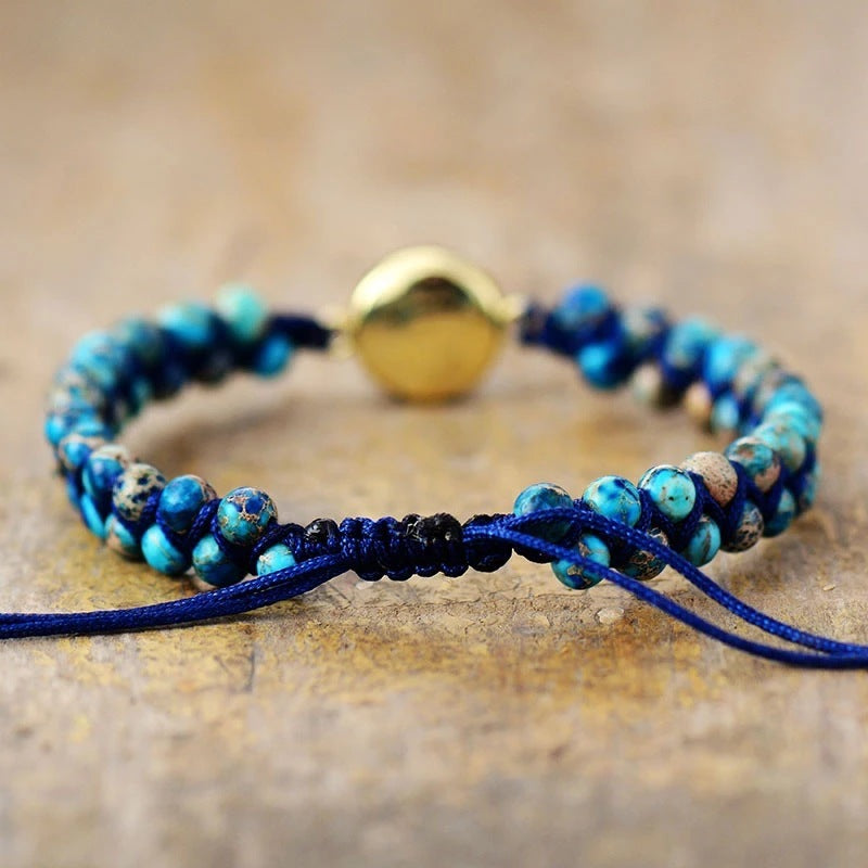 Colorful Round Emperor Stone Beads Woven Bracelet