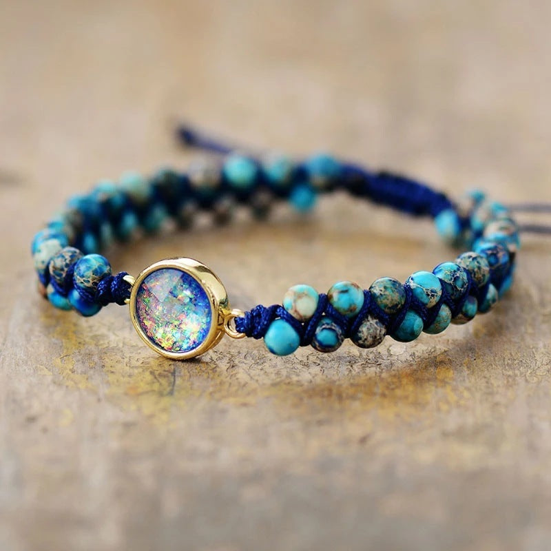 Colorful Round Emperor Stone Beads Woven Bracelet