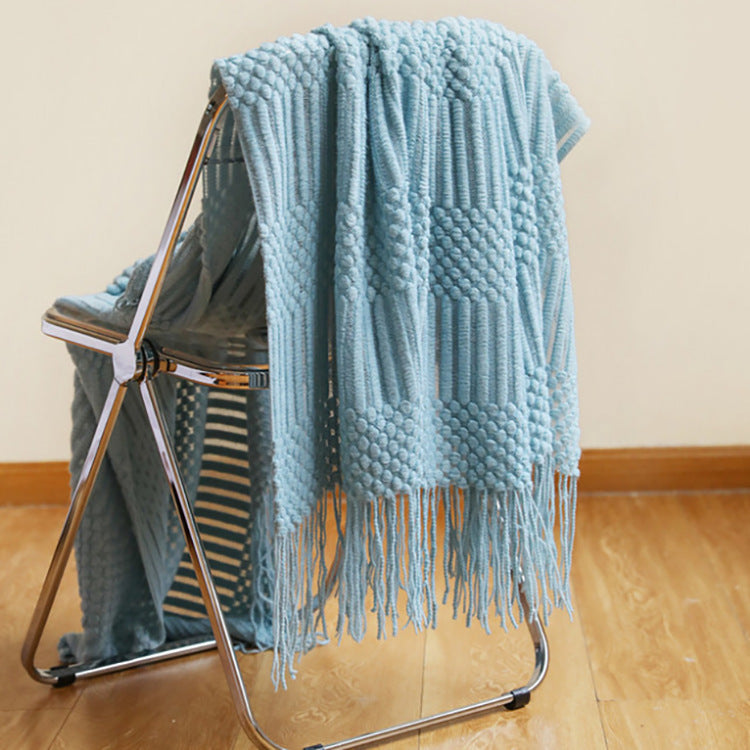 Sofa Bed Blanket Cashmere-like Warm Tassel Scarf