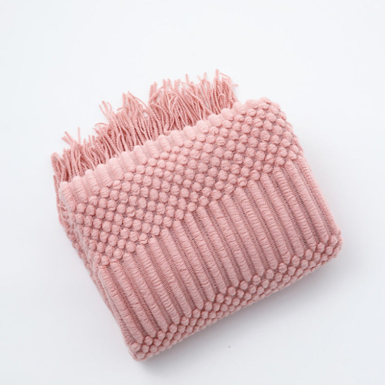 Sofa Bed Blanket Cashmere-like Warm Tassel Scarf