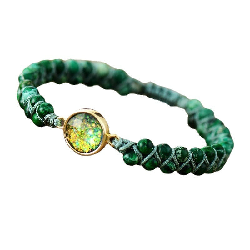 Colorful Round Emperor Stone Beads Woven Bracelet