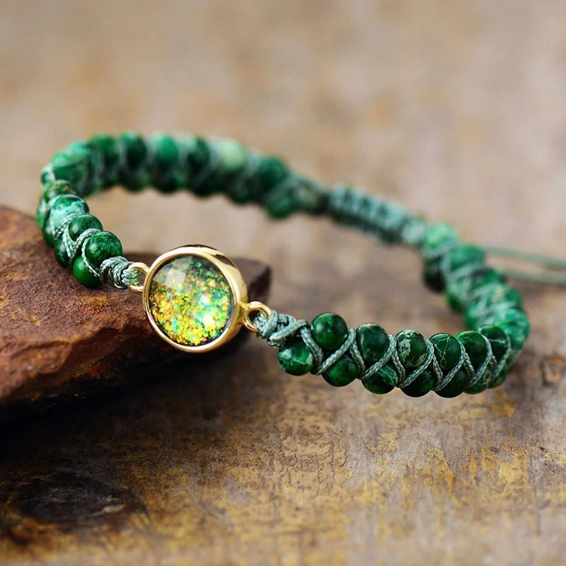 Colorful Round Emperor Stone Beads Woven Bracelet