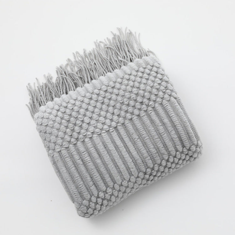 Sofa Bed Blanket Cashmere-like Warm Tassel Scarf