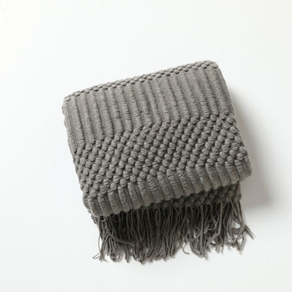 Sofa Bed Blanket Cashmere-like Warm Tassel Scarf